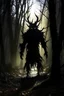 Placeholder: abstract shadow demon in forest