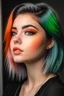 Placeholder: A very beautiful girl looking to the side and wearing sharp eyeliner with medium-length colored hair