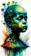 Placeholder: Zdzislaw Beksinski, and Peter Gric style ink wash and watercolor, full body illustration of a baby highly detailed facial features, mixed to anatomical body view, visible plant like skeletal structure, wildly flowing splash colours , 8k octane, all in focus , no grain, ethereal, otherworldly concept art in vibrant natural colors