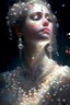 Placeholder: Lady covered in pearls and gems, a masterpiece by by Greg Rutkowski, beautiful spectacular textures, striking amazing light and shadows, remarkable dramatic setting, stunning unique reflections,