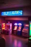 Placeholder: An 80's arcade at night, with a lot of functioning arcade machines