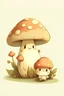 Placeholder: Cute mushroom, soft colors, one baby mushroom and mama mushroom