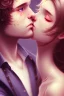 Placeholder: girl and boy, cute, beautiful, close up, kissing