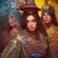 Placeholder: portrait,"Insanely detailed photograph of a gang of warriors", intricate chainmail charo, large colorful Sombrero,elegant cape, highly detailed D20, digital painting, artstation, concept art, smooth, sharp focus, illustration, art by artgerm and greg rutkowski and alphonse mucha, 8 k