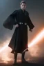 Placeholder: All Black suit Anakin Skywalker soldier, ghost, wearing high tech mask, white smoke, dark, rage, sorrow, high definition, ultra 8 k, volumetric lighting, blue fire, fog