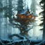 Placeholder: stunning, beautiful treehouse in winter, massive tree, forest, mist, rays of sun, 8k resolution, fine detail, dynamic lighting, fantasy, illustrative, detailed matte painting, sharp focus, greg rutowsky and alphonso mucha