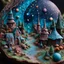 Placeholder: Detailed creepy landscape made of modeling clay, fairy tale, people, village, stars and planets, Roger Dean, naïve, Tim Burton, strong texture, Ernst Haekel, extreme detail, Max Ernst, decal, rich moody colors, sparkles, bokeh