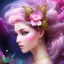Placeholder: beautiful fairy within a flowery dreamscape, soft pastel colors, soft lightning