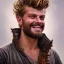 Placeholder: Portrait of Yung Gravy as a ruggedly handsome but joyful roguish pirate, charismatic, attractive male, masculine, perfect, precisely detailed face, meticulously detailed multi-hued curly hair; fantasy, intricate, elegant, highly detailed, digital painting, artstation, concept art, matte, sharp focus, illustration, art by artgerm and greg rutkowski and alphonse mucha