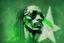 Placeholder: Snoop Dogg from the matrix, green flag with white star