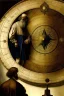 Placeholder: Merlin and DaVinci discussing astronomy while looking at an astrolabe , Rembrandt , masterpiece, oil + tempera, fine thin
