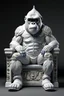 Placeholder: anthropomorphic gorilla emperor in a white uniform with jacket and pants sitting on a throne