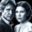 Placeholder: old carrie fisher embracing harrison ford in star wars, waist up portrait, photorealistic faces, intricate, oil on canvas, masterpiece, expert, insanely detailed, 4k resolution, cinematic smooth, intricate detail , soft smooth lighting, soft pastel colors,