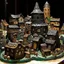 Placeholder: A black Japanese village made out of gingerbread with a hidden temple painted by Pablo Picasso