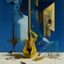 Placeholder: Abstract painting formed by a mix of human flesh-like surgical instruments and universe-like musical instruments,neuralink,minimalism,Painting By Adrian Ghenie, Rene Magritte, Salvador Dali, Lucian Freud