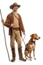 Placeholder: Full body cowboy with a dog and fancy walking stick