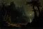 Placeholder: Night, rocks, trees, begginer's landscape, horror gothic movies influence, friedrich eckenfelder, and pieter franciscus dierckx impressionism paintings