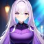 Placeholder: Clear focus, 8k, high quality, detailed, beautiful lighting, vibrant colors, white long hair, vibrant purple eyes, girl, purple jacket