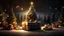 Placeholder: Christmas scene with a large gift box 1 meter high by 2 meters wide in the center, a tree with lights, a warm fireplace lit, realistic, snow on the ground Removed From Image