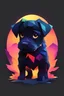 Placeholder: a silhouette design of a puppy, sunset design, t- shirt art, 3D vector art, cute and quirky, bright bold colorful., black background, watercolor effect, , digital painting, low-poly, soft lighting, bird's-eye view, isometric style, retro aesthetic, focused on the character, 4K resolution, photorealistic rendering, using Cinema 4D,front side