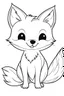 Placeholder: Coloring page for toodlers, with a cute cartoon fox, very Bold outlines and white background, minimal number of elements, very simple