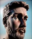 Placeholder: Ultra Realistic image, roman sculpture, marble deluxe material, Lionel Messi, circle crown, miguel angel style, chisel style, emperador, waist up portrait, cinematic lighting, God light, god rays, 4k resolution, smooth details, ornate details, soft lighting, unreal engine 5, sky background.