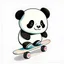 Placeholder: A cute print of a panda on skate, white background, cute, cartoon