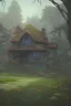 Placeholder: Cottage overgrown with ancient trees, high-fantasy, digital art.