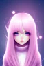 Placeholder: girl, cute, beautiful, big nose, pink hair, long hair, blue eyes, black sweater, long eyelashes, yandere, closed mouth