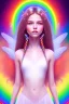 Placeholder: smiling girl, cute, beautiful, long hair, rainbows, fairy wings, light colors, bright