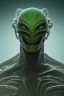 Placeholder: green alien, head, evil, black eyes, weapons, blood, 8k, finely detailed, photo realistic, HR Giger style