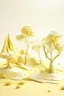 Placeholder: An ivory yellow arid desert with dry trees designed in Japanese origami painted by Zosan