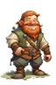 Placeholder: a happy male dwarf redhead farmer with a chinstrap beard, in overalls, dungeon and dragons, RPG