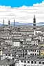 Placeholder: imagine prompt coloring page , inspired by this picture. roofs, and Arno River., Doumo, Palazzo Vecchio,beauty of Florence's skyline, without people, a white background and black lines without other colors, 9:11