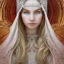 Placeholder: portrait,"Insanely detailed photograph of a beautiful nordic vestal priestess,gorgeous clean face,intricate mask, highly intricate dress,intricately designed colorful flowers in hair,elegant, highly detailed hair, digital painting, artstation, concept art, smooth, sharp focus, illustration, art by artgerm and greg rutkowski and alphonse mucha, 8 k,looking downward,album cover art,fantasy