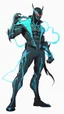 Placeholder: Mix between genji and venom symbiote in solo leveling shadow style with neon glowing blue