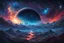 Placeholder: Starry galaxy as a breathing canvas, dark blue moon amidst nebula gases, intermingling galaxies, miniature planets, stelliferous space dust, comets hurtling through the void, deep color spectrum, inspired by Beeple, Noah Bradley, Cyril Rolando, Ross Tran, reminiscent of trends on ArtStation and CGSociety, evokes the ominous beauty of H.R. Giger and Beksinski's works, offering an intricate artwork masterpiece in the format of a matte painting