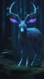 Placeholder: Dark forest, fantasy forest, gazelle with blue neon Crystal horns , intricate details, highly detailed, dreamshaper finetuned model with dynamic art style witg