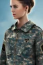 Placeholder: US army girl, hair bun, t-shirt, mtp camouflage