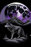 Placeholder: a big wolf behide , it purple and black mountains , with a moon in the sky