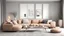 Placeholder: modern living room with sofa. scandinavian interior design furniture. 3d illustration