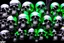 Placeholder: hundreds of non-anatomically correct, dark comic art, graphic novel,human skulls stacked into a wall unusual neon lighting, high velocity, 64k, dystopian, vray, a picture of a dark, comedic, anatomically correct wall of colorful tightly packed skulls of varying sizes and expressions, photo realistic, insanely meticulous, highly detailed, part of a collection of bones on display, 64k, dystopian, vray ,made with stained glass