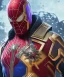 Placeholder: thanos dress up with spiderman suit, red and black, shooting spider web from wrist, full body close up, soft light atmosphere, light effect，vaporwave colorful, concept art, smooth, extremely sharp detail, finely tuned detail, ultra high definition, 8 k, unreal engine 5, ultra sharp focus