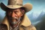 Placeholder: old RUGED cowboy face mountain