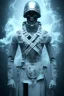 Placeholder: All Black british soldier, ghost, wearing high tech skull mask, white smoke, dark, rage, sorrow, high definition, ultra 8 k, volumetric lighting, blue fire, fog