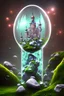 Placeholder: hedjuk, cristal castle crystalline, beau , fin, renderin, room, cosmic, opalescent, 100mm, opalescent, gemstones, crystals, object, other worldly,water, rock, moss,bright, ice background