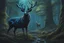 Placeholder: Beast Shadow symbiote in 8k realistic anime drawing style, Deer them, human model,blue neon crystal antlers deer, fantasy forest, intricate details, highly detailed, high details, detailed portrait, masterpiece,ultra detailed, ultra quality
