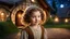 Placeholder: little young hobbit girl toddler, beautiful, confident, calm, wise, happy, innocent, facing camera, head and shoulders, curly hair, hobbit clothing, perfect eyes, LOTR village, hobbit homes with circular windows and circular doors, night scene, stars, fireflies, 16k artistic photography, exquisite composition, photorealistic concept art, soft natural volumetric light, chiaroscuro, award-winning photograph, masterpiece, style William-Adolphe Bouguereau