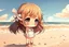 Placeholder: cute chibi girl at the beach