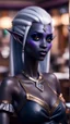 Placeholder: portrait of dark elf drow princess chilling at the barber shop,bokeh like f/0.8, tilt-shift lens 8k, high detail, smooth render, down-light, unreal engine, prize winning